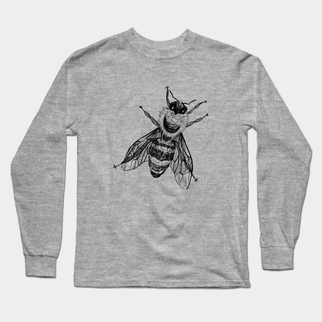 Vintage Honey Bee Drawing for World Bee Day Long Sleeve T-Shirt by drumweaver